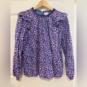 J Crew Factory Ruffle Shoulder Long-sleeve Top